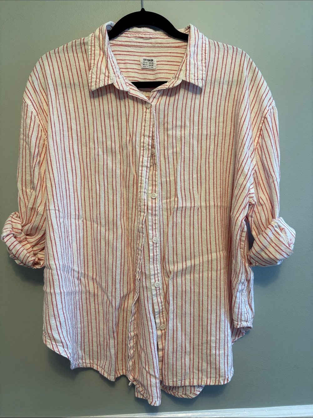 Cotton On White Shirt with Red Stripes